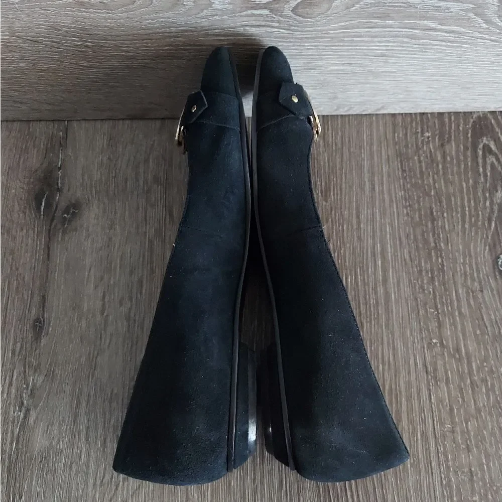 Next Black Suede Flats with Gold Accents 9